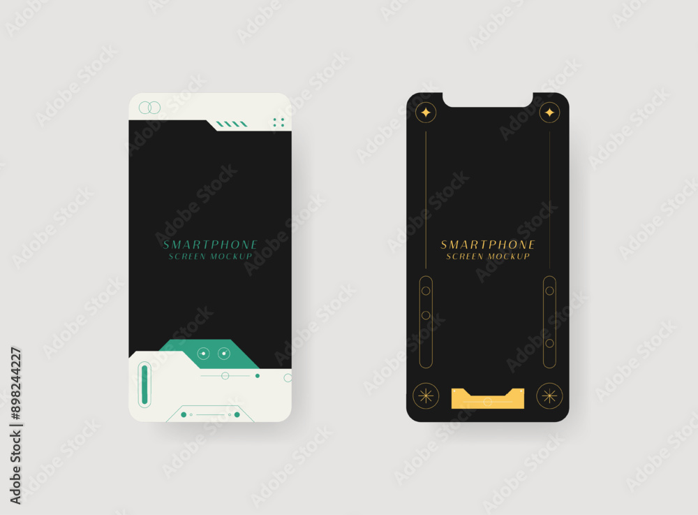 Poster set of smartphone screen mockup. design for app interface, ux ui, and web design presentation concep