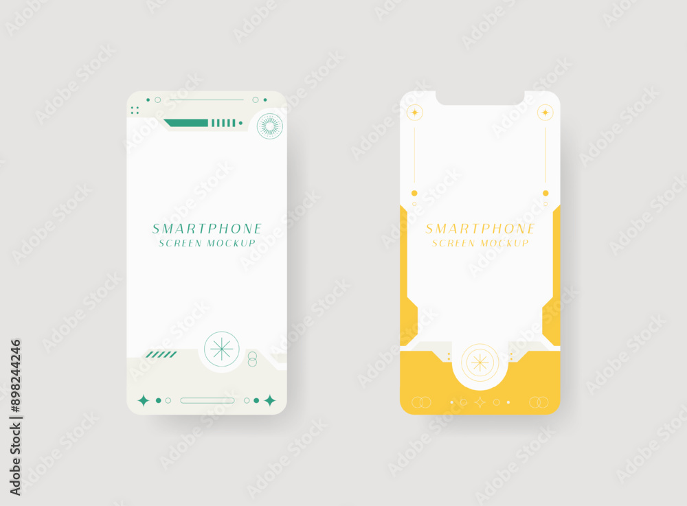 Poster set of smartphone screen mockup. design for app interface, ux ui, and web design presentation concep