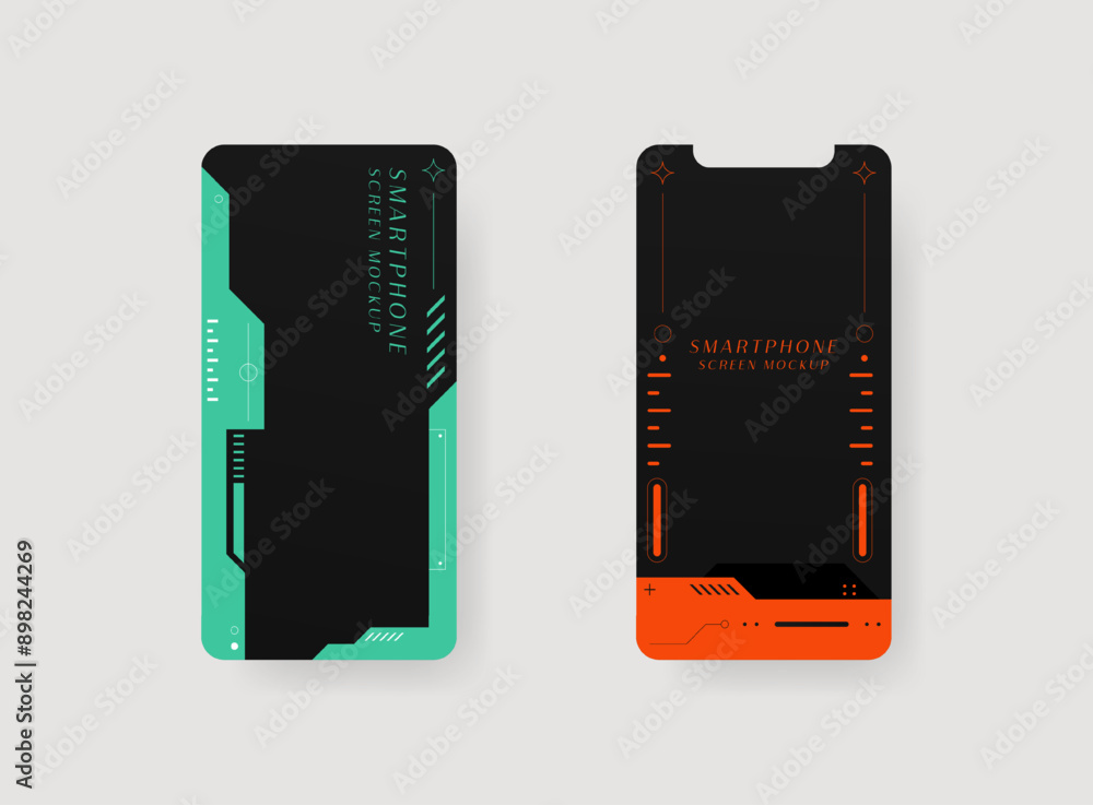 Poster set of smartphone screen mockup. design for app interface, ux ui, and web design presentation concep