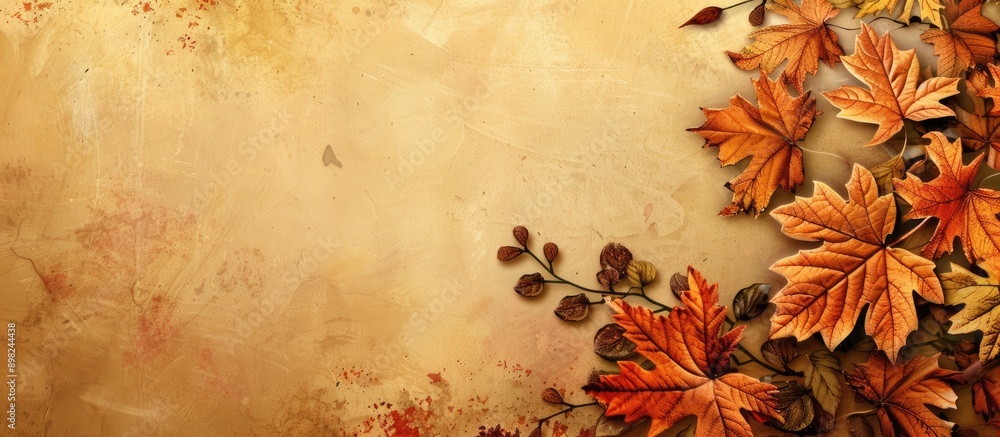 Poster Autumn leaves in an old fashioned style with space for text or graphics. Creative banner. Copyspace image