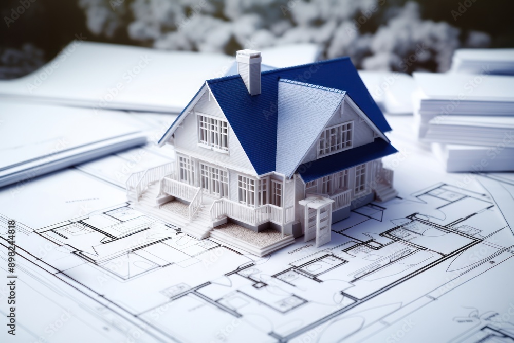 Poster architecture blueprint building house.