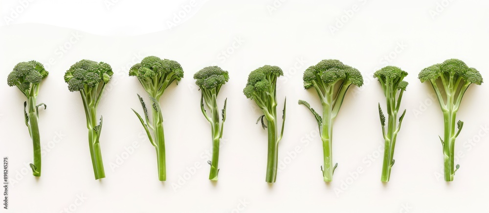 Poster broccolini arranged on white background for copy space image