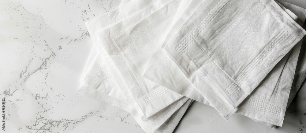 Poster Arrange white napkins on a blank background for a copy space image