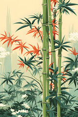 Fototapeta premium vintage stye illustrated ´bamboo wallpaper, bamboo wallpaper