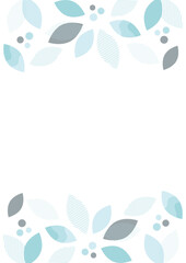 青色の葉と幾何学模様の背景フレーム