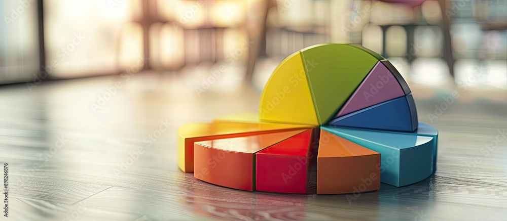 Poster Colorful pie chart puzzle for business and strategy with copy space image