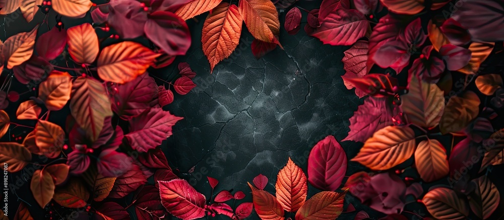 Aufkleber autumn foliage forming a framework with a copy space image