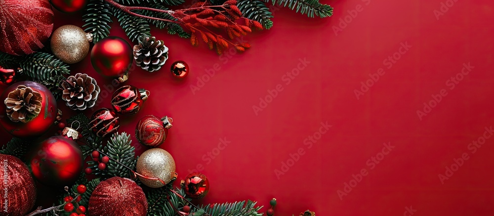 Leinwandbilder top view of christmas decorations creating a festive background with copy space image