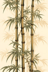 Obraz premium vintage stye illustrated ´bamboo wallpaper, bamboo wallpaper