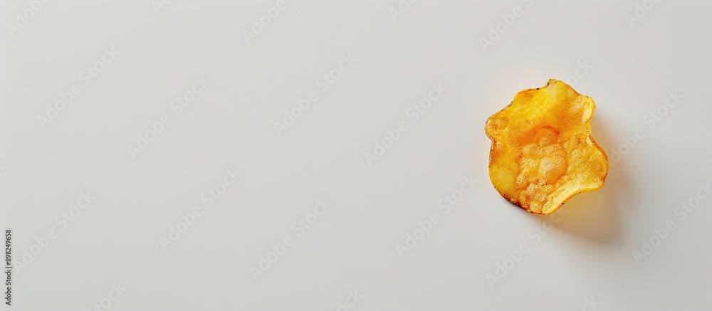Poster Close up shot of a raw potato chip on a white backdrop isolated with ample copy space in a top down perspective