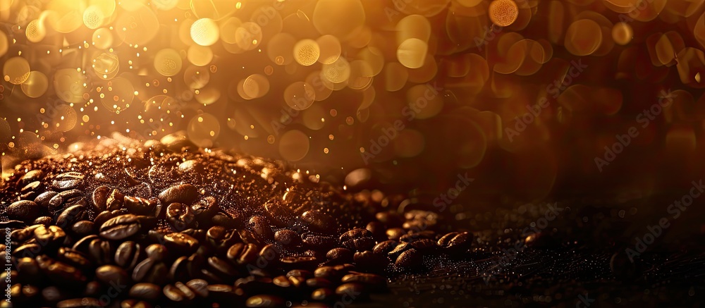Aufkleber Coffee beans illuminated in the rim light creating a captivating copy space image