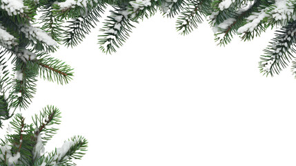 Snow covered Christmas tree isolated on white background