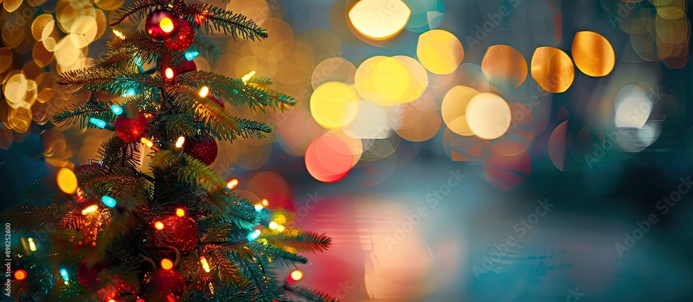 Aufkleber defocused christmas tree lights create an abstract blurriness in the background of this copy space i