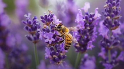 Bee on Lavender Flower.