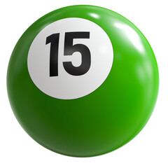 3D Render of Green Billiard Ball Number 15