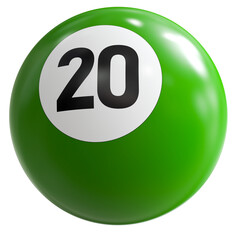 3D Render of Green Billiard Ball Number 20
