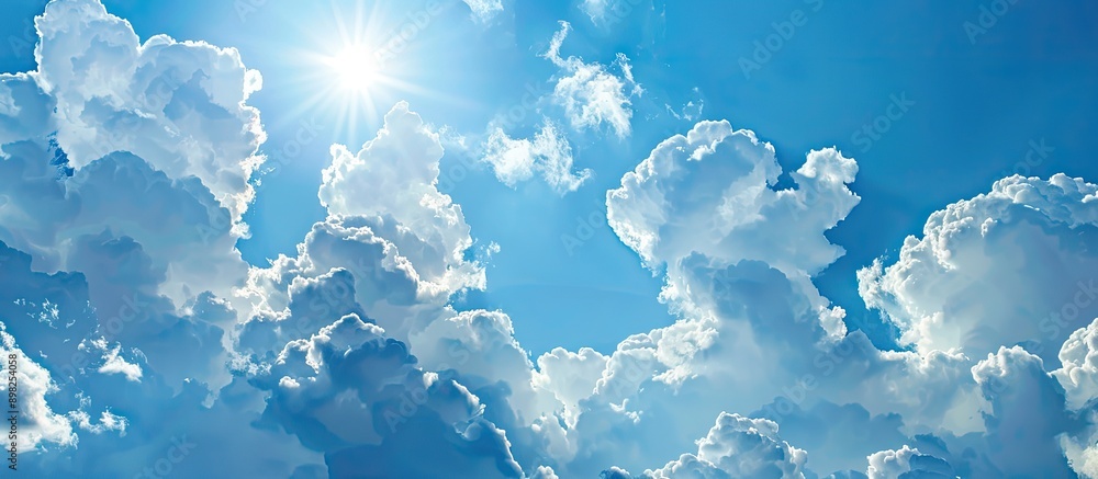 Poster breeze displayed on the sky background with clouds providing a copy space image