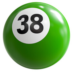 3D Render of Green Billiard Ball Number 38