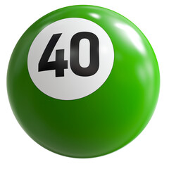 3D Render of Green Billiard Ball Number 40