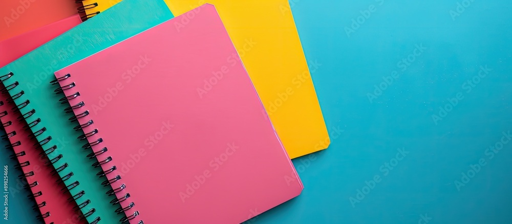 Poster colorful school copybook on a background with ample space for adding text in the image