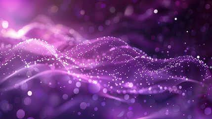 Digital purple particles wave and light abstract background with shining dots stars.
