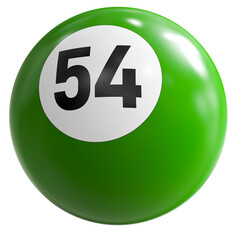 3D Render of Green Billiard Ball Number 54