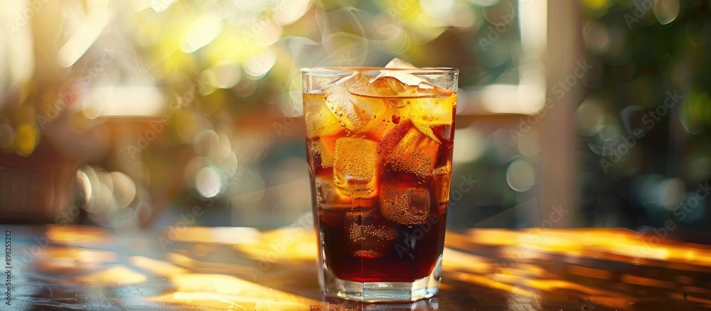 Poster cold brewed coffee can be a refreshing and invigorating beverage choice perfect for a hot summer day