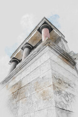  art of Knossos Palace, Heraklion, Crete, Greece 