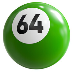 3D Render of Green Billiard Ball Number 64