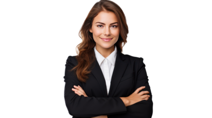 Smiling businesswoman looking at cameraIsolated from the white background.