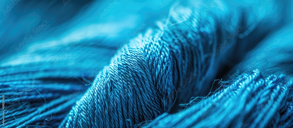 Aufkleber close up image of peruvian blue thread on an abstract fabric texture suitable as a copy space image 