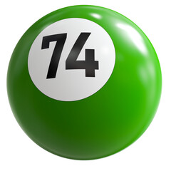 3D Render of Green Billiard Ball Number 74