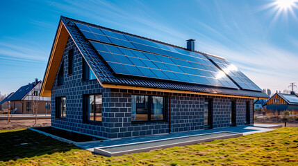 Obraz premium solar panels on a roof