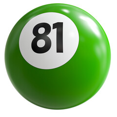 3D Render of Green Billiard Ball Number 81