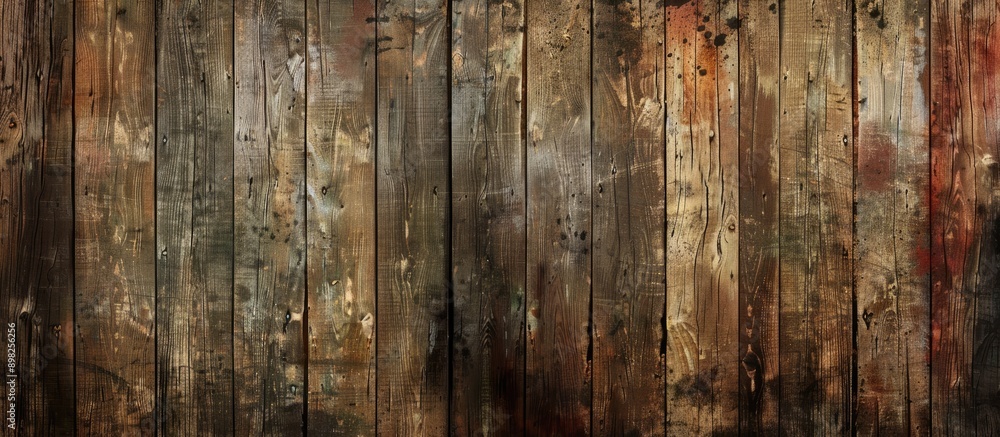 Aufkleber Aged wooden panels with a grungy brown background texture for use as a background in designs or to create copy space images