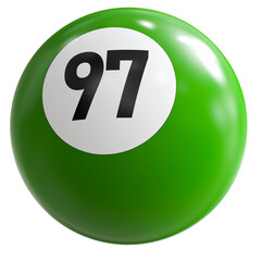 3D Render of Green Billiard Ball Number 97