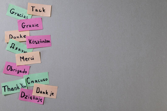 Thank you - colorful sticky notes with handwriting for backgrounds and wallpapers