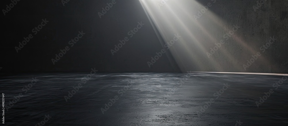 Aufkleber Dark backdrop featuring a focused beam of light contrasted with a lack of visual elements creating a copy space image