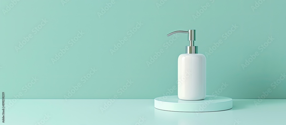 Poster dispenser available for shower gel or soap with empty area for text next to it for custom messages. 