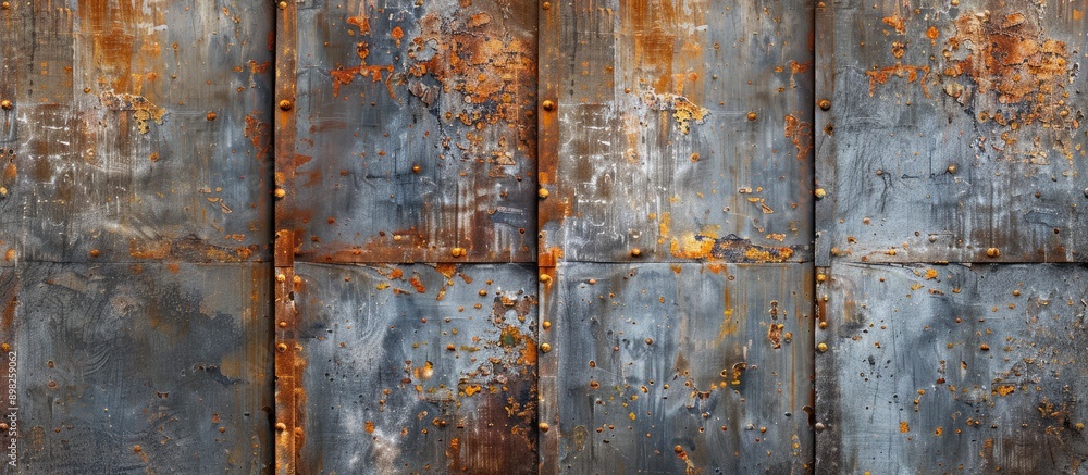 Aufkleber texture of an aged grungy rusty metal wall with a distressed appearance and copy space image