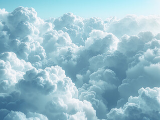White Cumulus Clouds Above Blue Sky From Airplane View