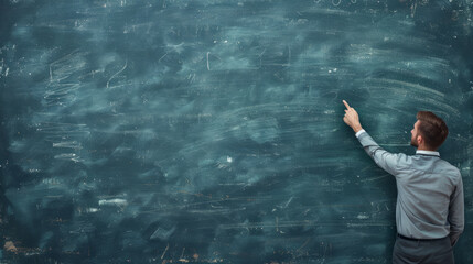 Teacher explaining lesson on blackboard in classroom