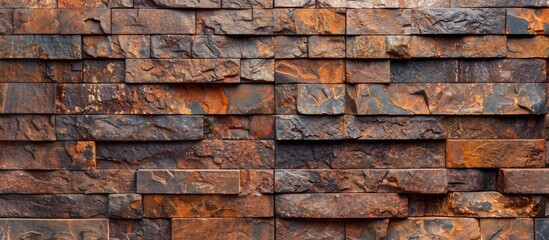 Naklejka premium Background with textured brown brick wall providing copy space image
