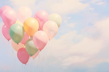 Naklejka premium Balloons in the sky tranquility celebration anniversary.