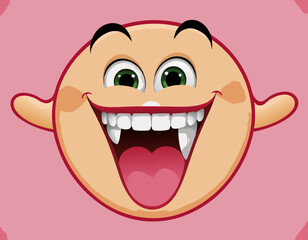 Cartoon monster face. Vector Halloween shocked monster square avatar stock illustration