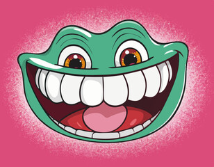 Cartoon monster face. Vector Halloween shocked monster square avatar stock illustration