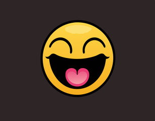 Happy Emoticon Icon on Transparent Background stock illustration