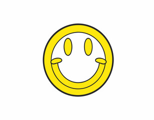 Happy Emoticon Icon on Transparent Background stock illustration