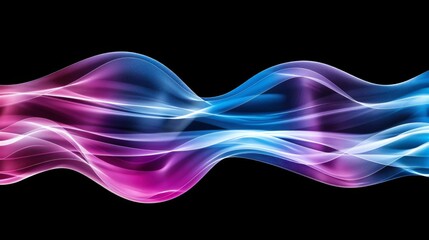 Abstract blue and purple wave flowing on black background