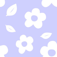 sweet minimalist baby soft purple white little flower and leaves background wallpapers seamless pattern 